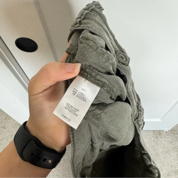 Evereve Joelle Stretch Linen Cropped Wide Leg Pants High Rise Size 27 - Picture 6 of 6